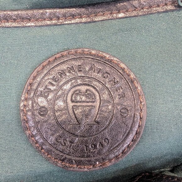 Etienne Aigner - Black Leather Canvas Handbag Totebag Purse - Picture 8 of 14